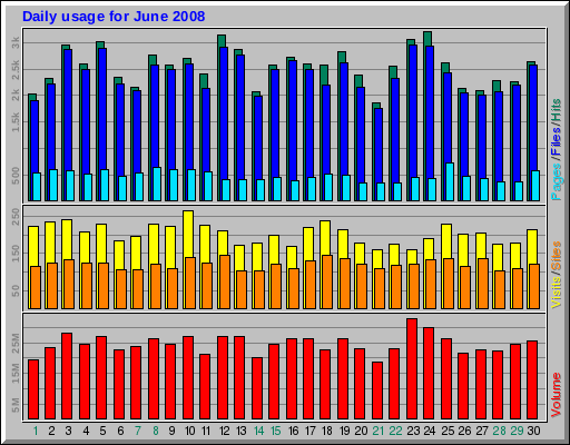 Daily usage for June 2008